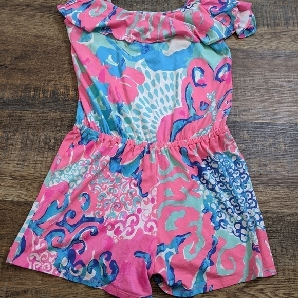 LILLY Pulitzer Klea Romper in Coral Reef I'm So Jelly Shorts - Picture 1 of 9